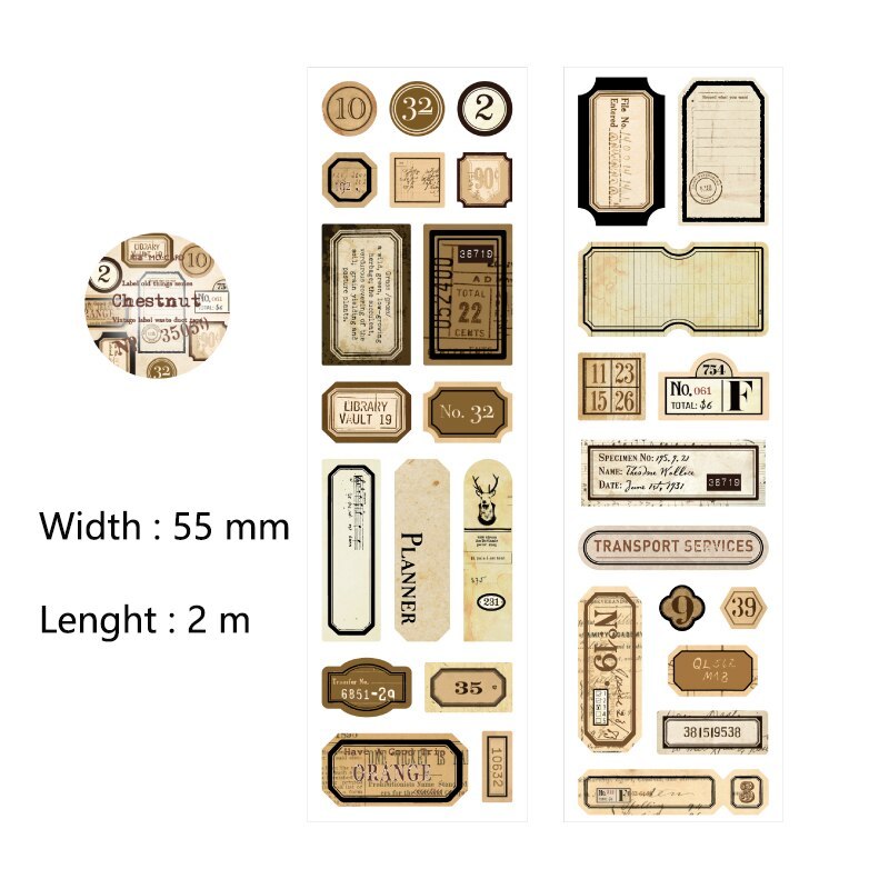 55mm*2m Vintage Letters Writable Tapes-JournalTale