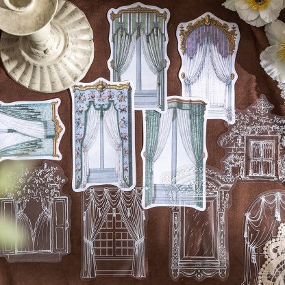 10 Pcs Vintage Classical Curtains Stickers Pack DIY Scrapbooking-JournalTale
