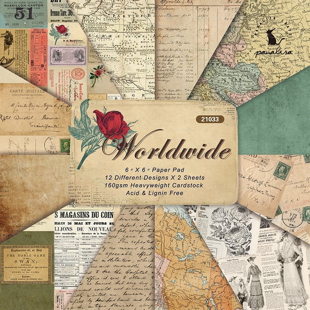 24 Sheet Vintage Flower Scrapbooking Material Paper-JournalTale