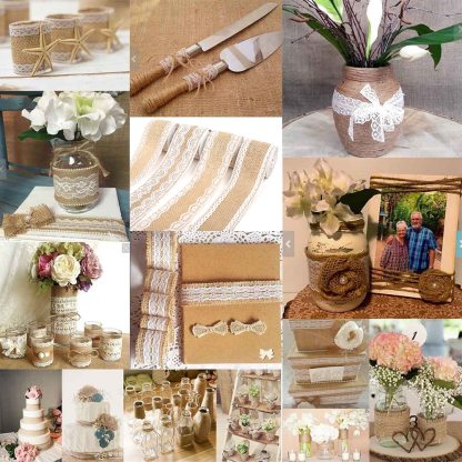 2M 5CM Natural Jute Burlap Rolls with Lace-JournalTale