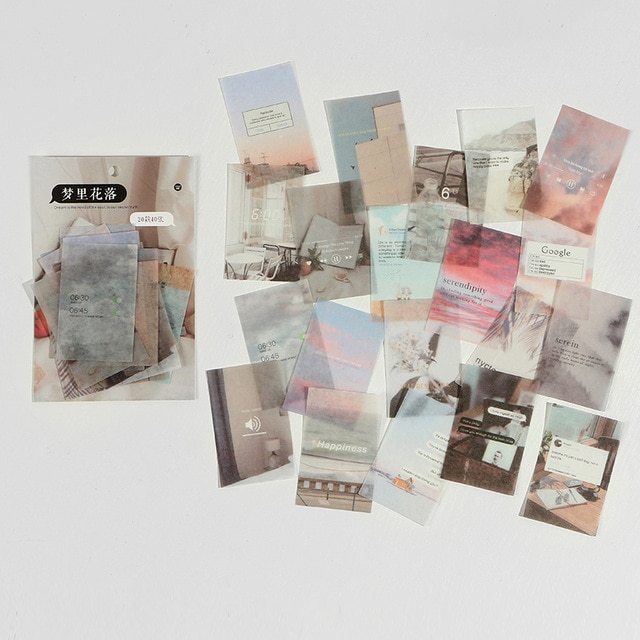 40pcs/pack Letter of Time Poetry Washi Paper Stickers-JournalTale