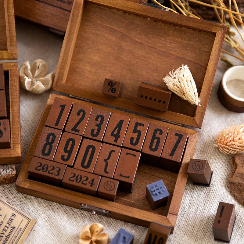 Vintage Alphabat Numbers Stamp Set Creative Retro Seal-JournalTale