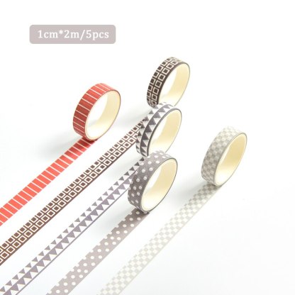 5pcs/set 10mmx2m Simple Grids Series Cute Washi Tape-JournalTale
