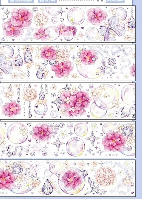 1 Loop Rose and Birdcage Gem Bubble Pink Flower Pet Tape Collage Journal Decoration-JournalTale