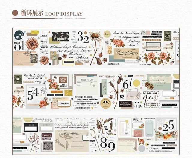 1 Loop new Vintage Plants Journal Decoration PET Tape Mooka Studio-JournalTale