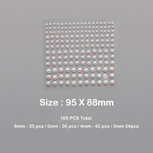 1 Sheet Plastic Semi-circular Pearl Decoration Stickers-JournalTale