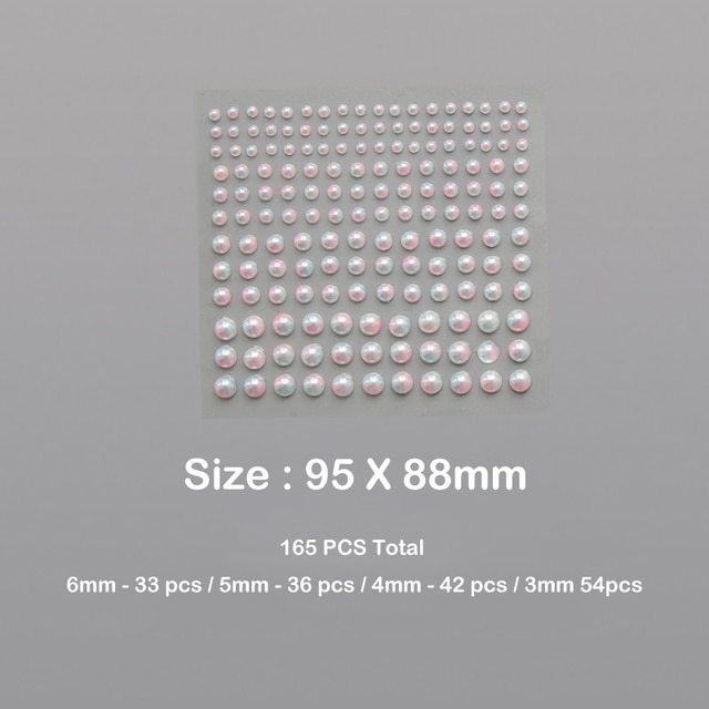 1 Sheet Plastic Semi-circular Pearl Decoration Stickers-JournalTale