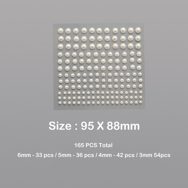 1 Sheet Plastic Semi-circular Pearl Decoration Stickers-JournalTale