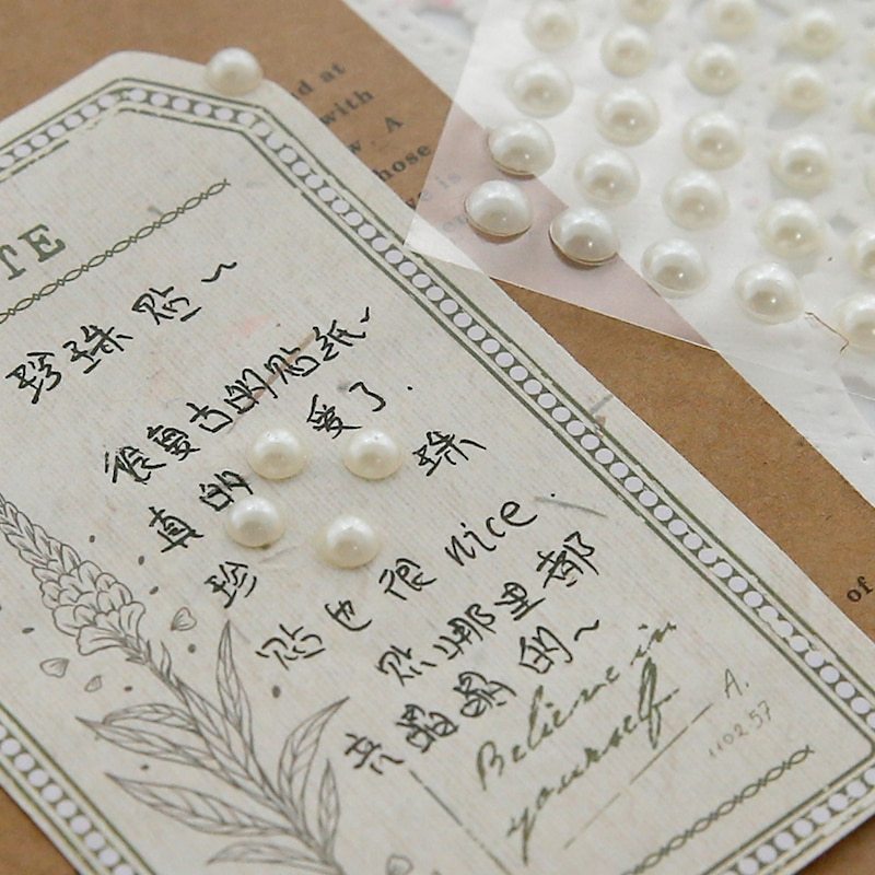 1 Sheet Plastic Semi-circular Pearl Decoration Stickers-JournalTale