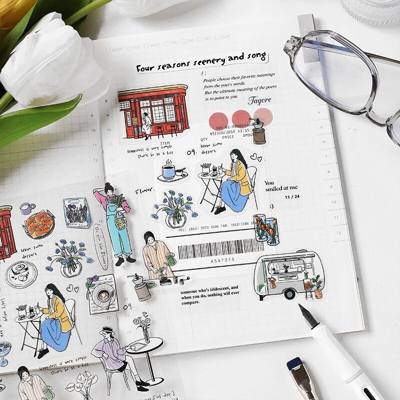 1 sheets Aesthetics Labels Stickers Planner journaling Sticker-JournalTale