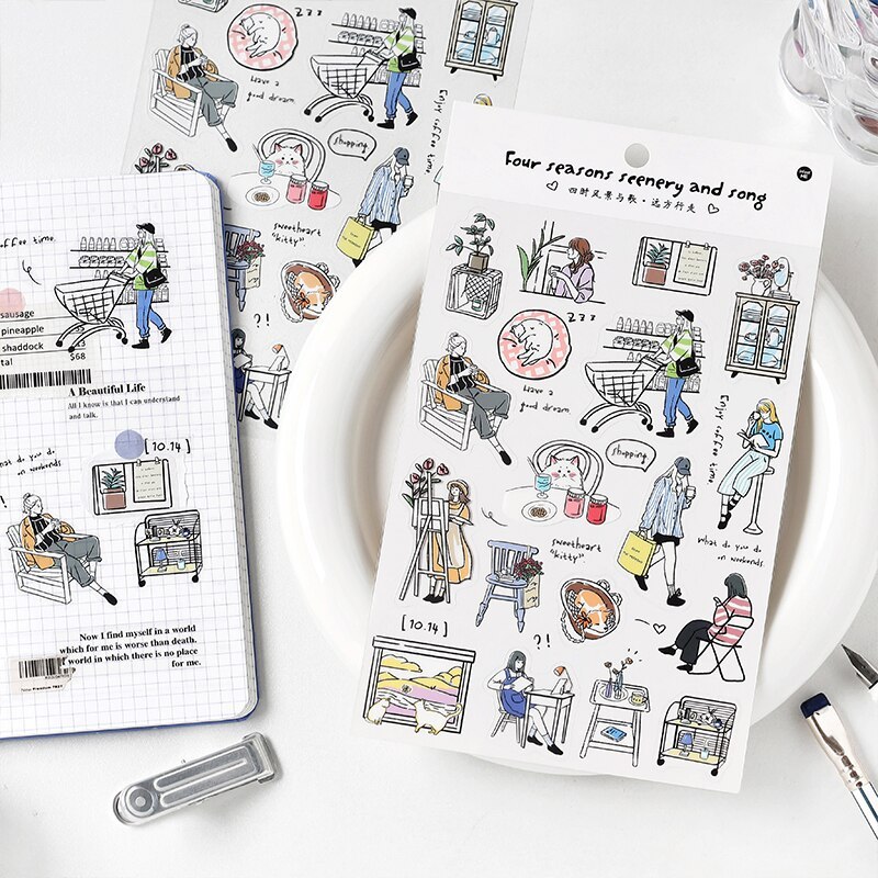 1 sheets Aesthetics Labels Stickers Planner journaling Sticker-JournalTale