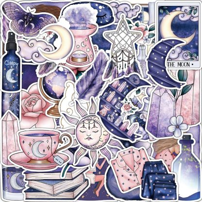 10/30/50pcs Cute Magic Witch Moon Gothic Aesthetic Stickers-JournalTale