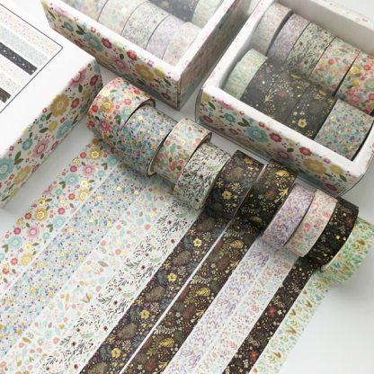 10 Pcs/Set Gold Stamping Washi Tape Box-Packed Masking Tape-JournalTale