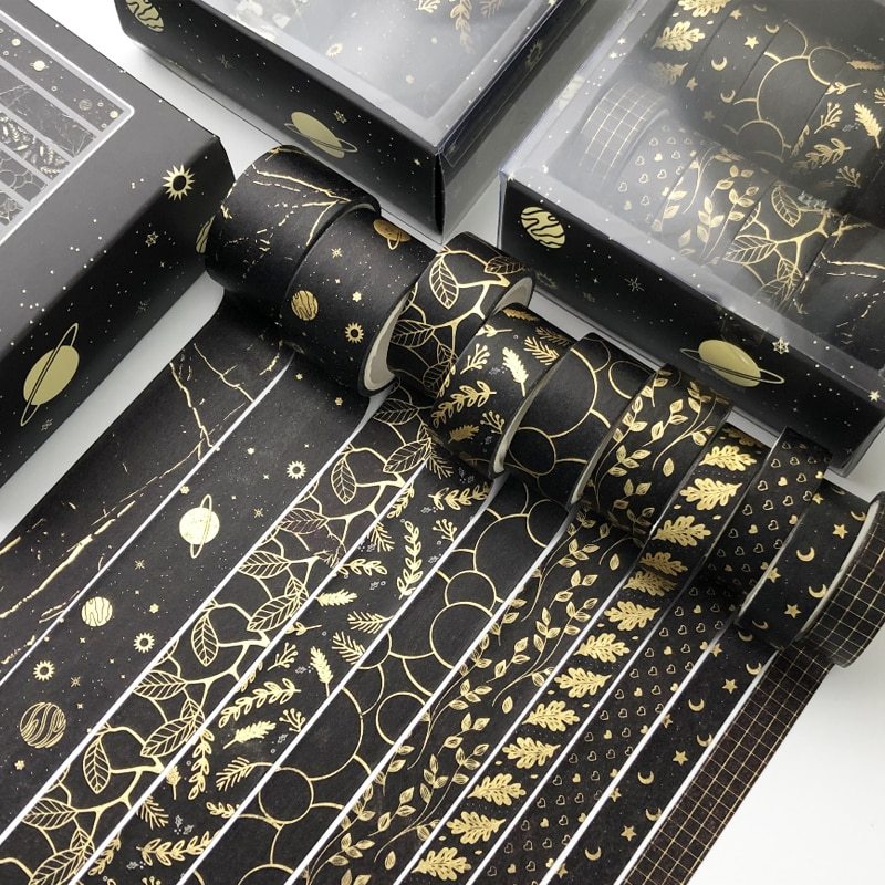 10 Pcs/Set Gold Stamping Washi Tape Box-Packed Masking Tape-JournalTale