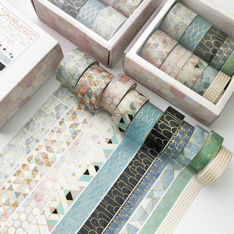 10 Pcs/Set Gold Stamping Washi Tape Box-Packed Masking Tape-JournalTale
