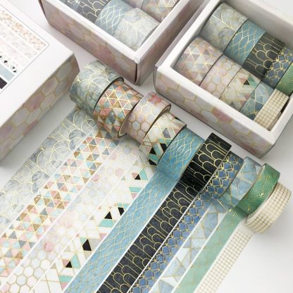 10 Pcs/Set Gold Stamping Washi Tape Box-Packed Masking Tape-JournalTale