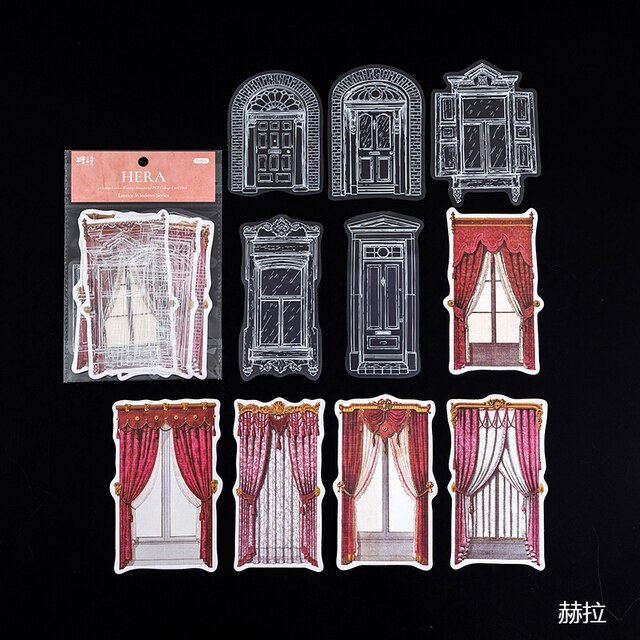 10 Pcs Vintage Classical Curtains Stickers Pack DIY Scrapbooking-JournalTale