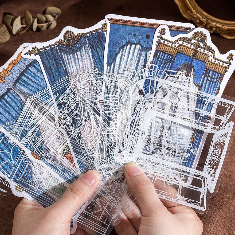 10 Pcs Vintage Classical Curtains Stickers Pack DIY Scrapbooking-JournalTale