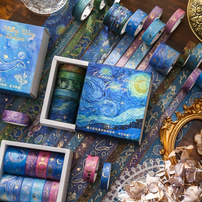 10 Rolls?Van?Gogh Galaxy?Washi Tape Set Decorative-JournalTale