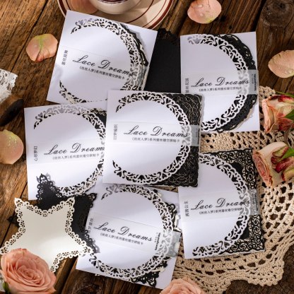 10 Sheets Lace Dreams Series Vintage Black Card and White Card-JournalTale