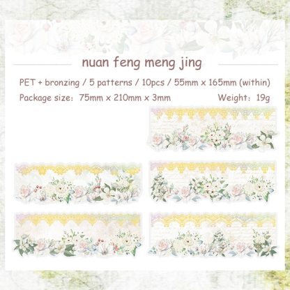 10 Sheets Lace Romance Series Flower Landscaping PET Sticker-JournalTale
