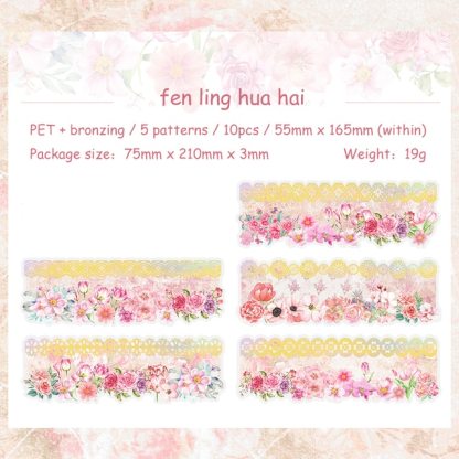10 Sheets Lace Romance Series Flower Landscaping PET Sticker-JournalTale