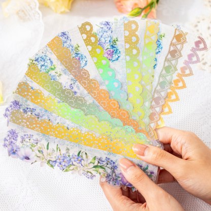 10 Sheets Lace Romance Series Flower Landscaping PET Sticker-JournalTale
