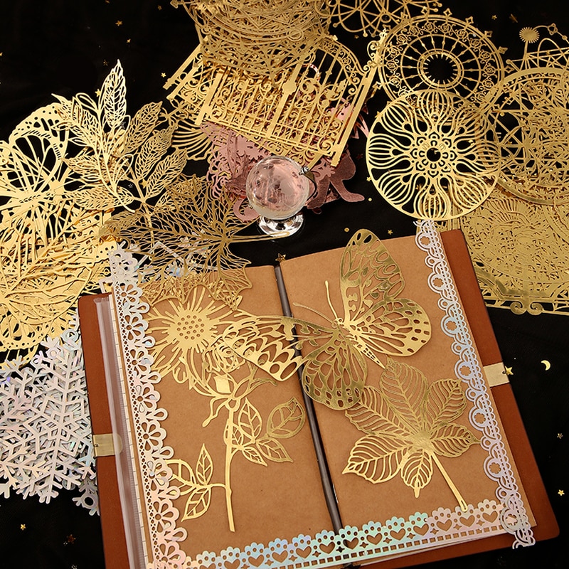 10 pcs Diy Scrapbooking paper Bronzing Lace Decoration paper-JournalTale