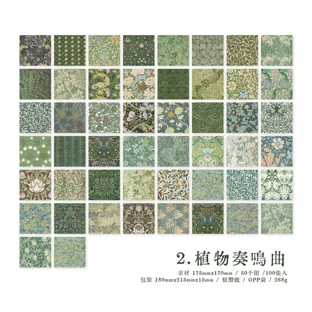 100 Pcs Collection of Classical Aesthetics Series Material Paper-JournalTale