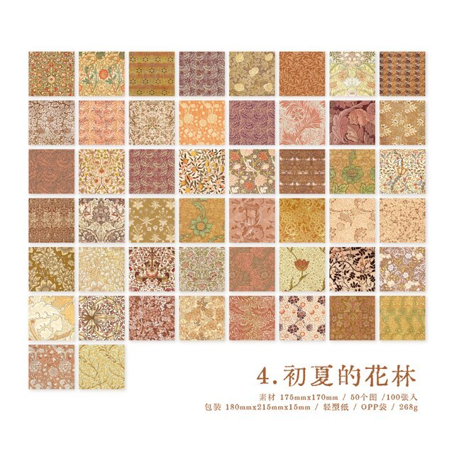100 Pcs Collection of Classical Aesthetics Series Material Paper-JournalTale