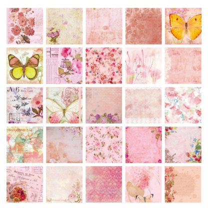 100 Pcs Pink Flower Vintage Craft Paper Junk Journal-JournalTale