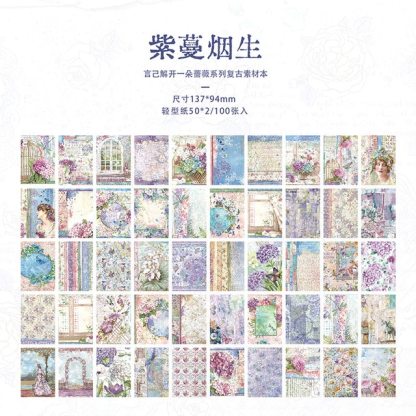 100Pcs Large Vintage Rose Flower Memo Pads Material Paper-JournalTale