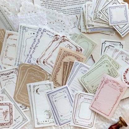 100個のビンテージフレーム素材の紙で書き込み可能なメモパッド