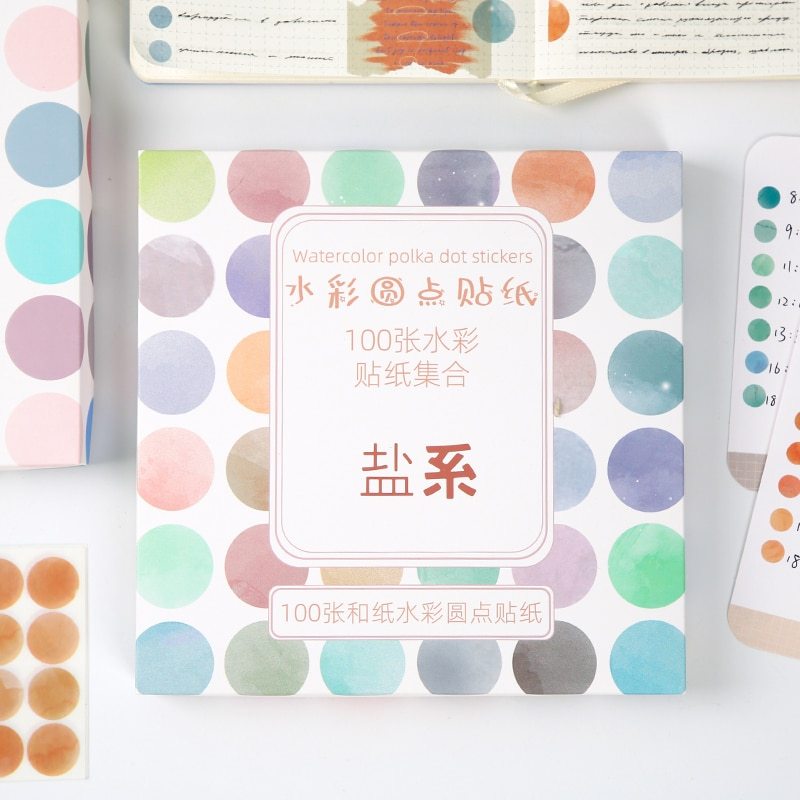 100sheets Watercolor Polka Dot Sticker Bullet Journaling-JournalTale