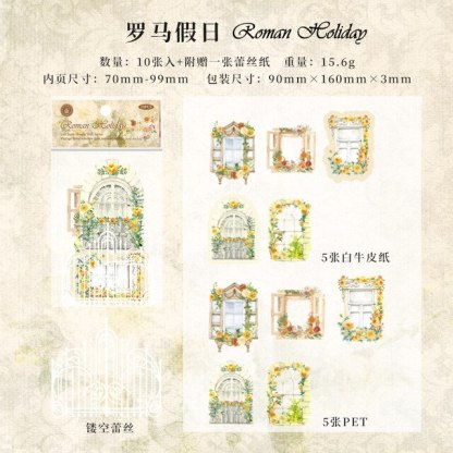 10pcs/1lot Scrapbook Sticker Vintage Flower Sticker-JournalTale