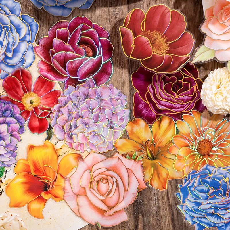 10pcs/lot Scrapbook Stickers blooming Flower-JournalTale