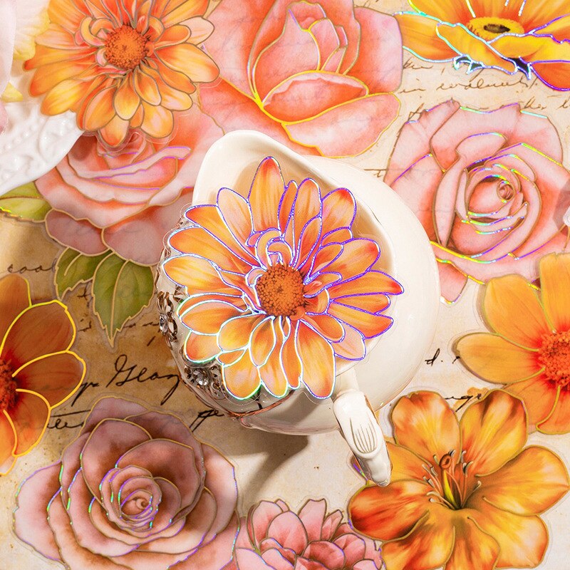 10pcs/lot Scrapbook Stickers blooming Flower-JournalTale