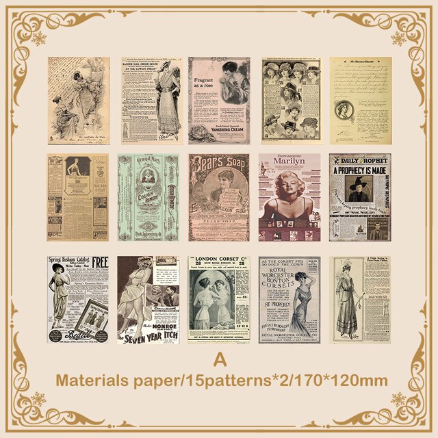 30pcs/pack Vintage Newspaper Materials Paper-JournalTale
