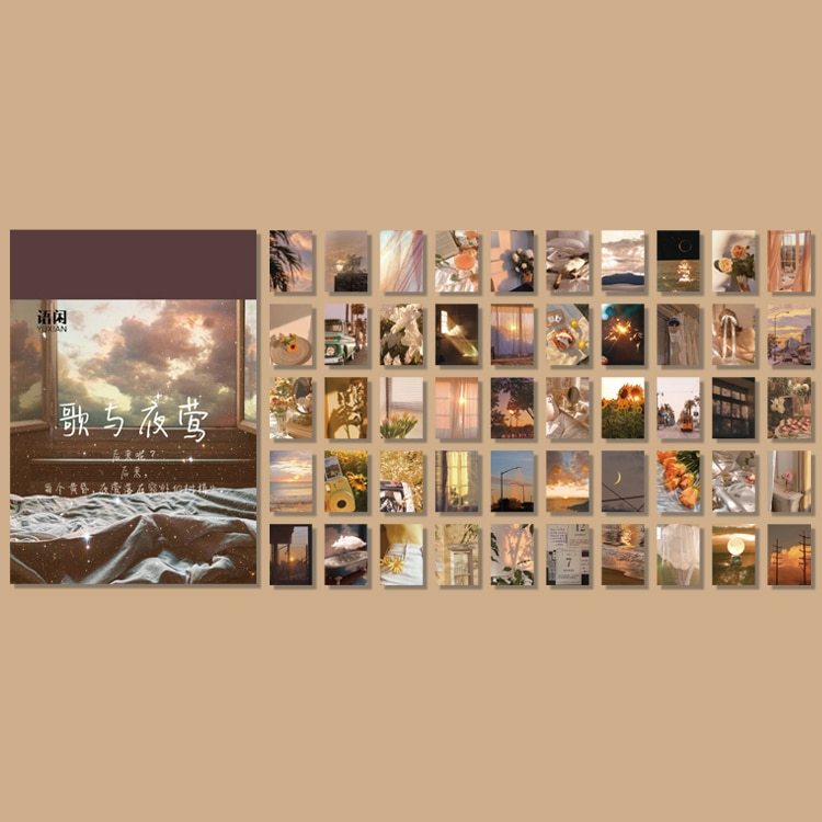 50 Sheets Natural Scenery Art Paintings Stationery Stickers Book-JournalTale