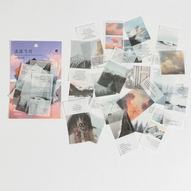 40pcs/pack Letter of Time Poetry Washi Paper Stickers-JournalTale