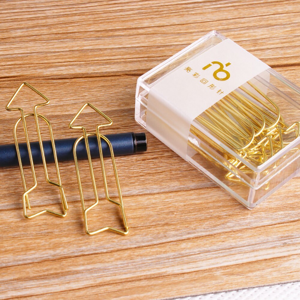 12Pcs/box Arrow Gold Paper Clip Bookmark Binder Clip-JournalTale
