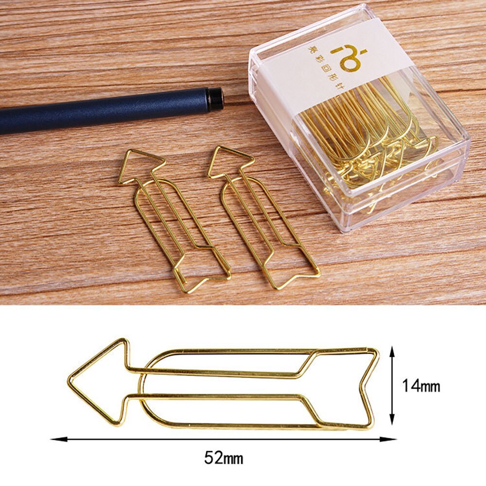 12Pcs/box Arrow Gold Paper Clip Bookmark Binder Clip-JournalTale