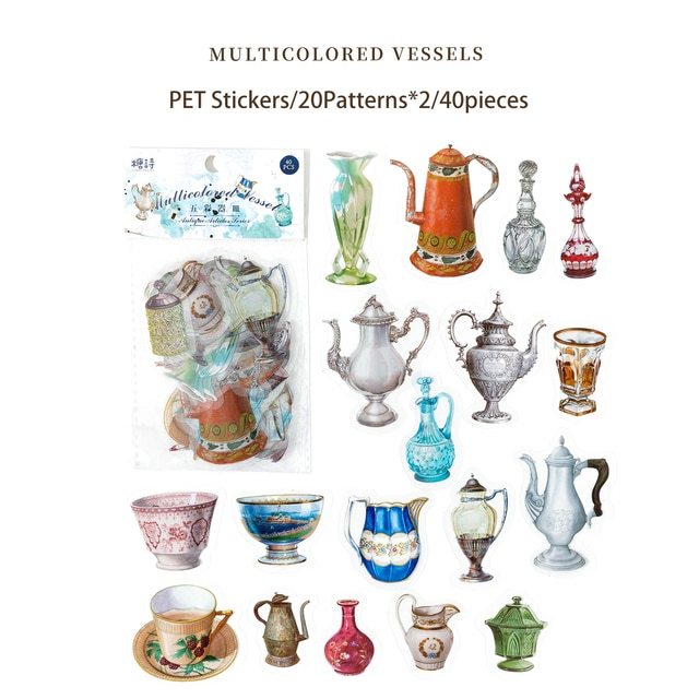 40pcs/pack Antique Style PET Stickers Decor Journal-JournalTale