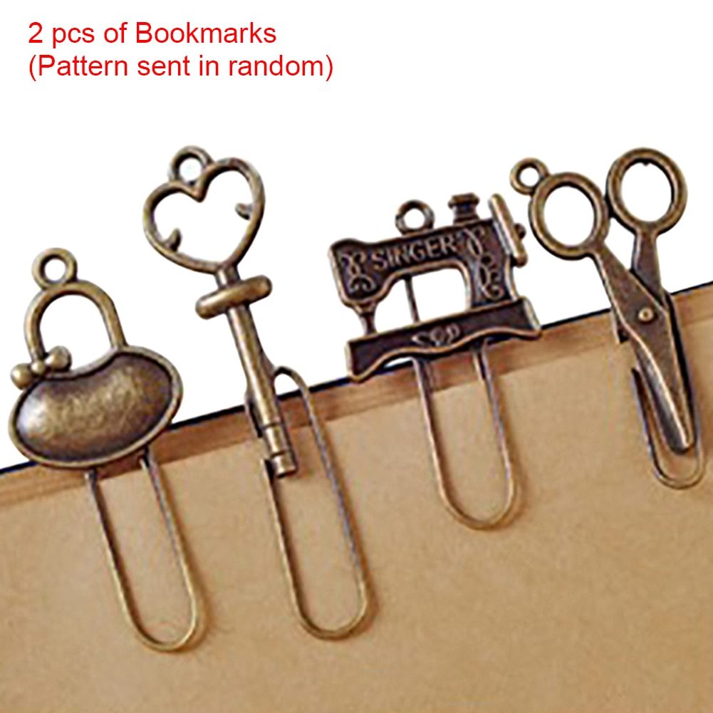 2pcs/set Vintage Metal Bookmarks Bronze Color Paper Clip-JournalTale