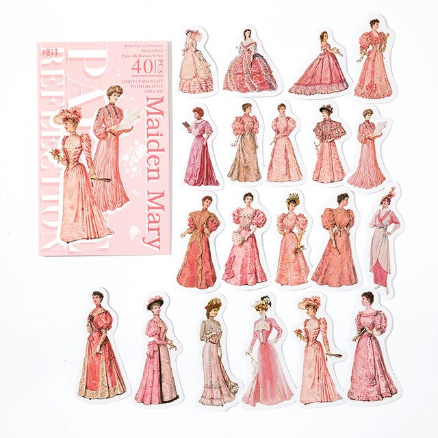 40pcs/1lot  Sticker Vintage Court girl-JournalTale