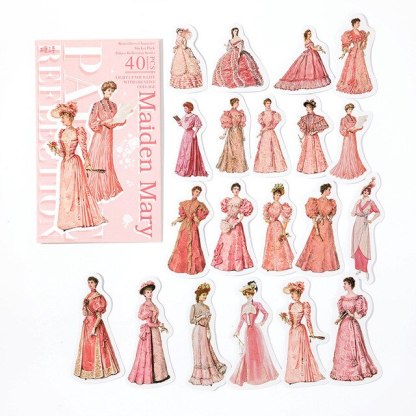 40pcs/1lot  Sticker Vintage Court girl-JournalTale