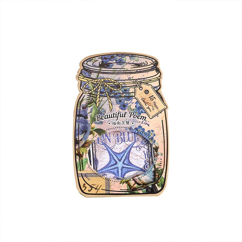 15 Pcs /pack Gothic Bottles Natural Flowers Butterfly Decoration Stickers-JournalTale