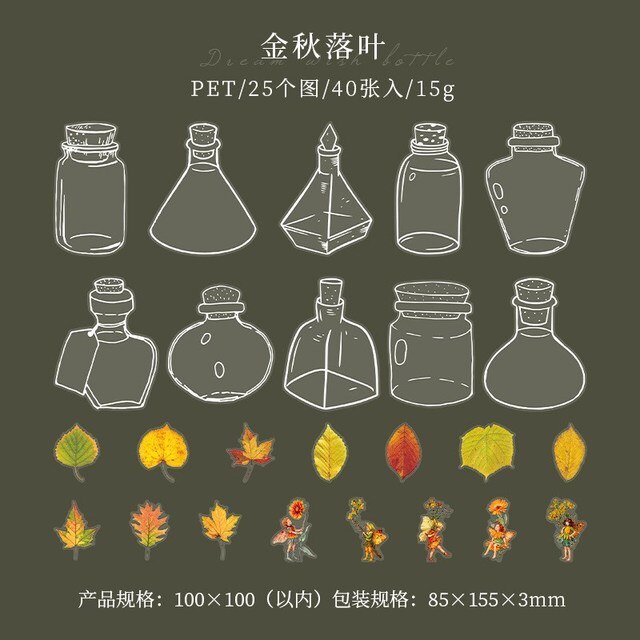40 Pcs Transparent Glassware Bottle Shape Stickers-JournalTale