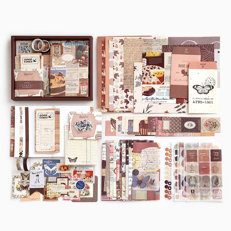 155Pcs/Set Vintage Aesthetic Stickers Collage Material Paper-JournalTale