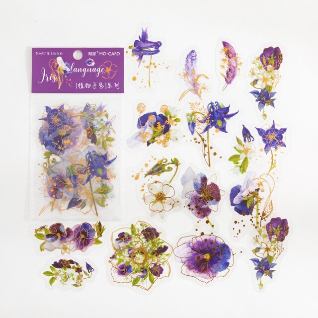 30pcs/pack PET Transparent Rose Flower Stikers-JournalTale